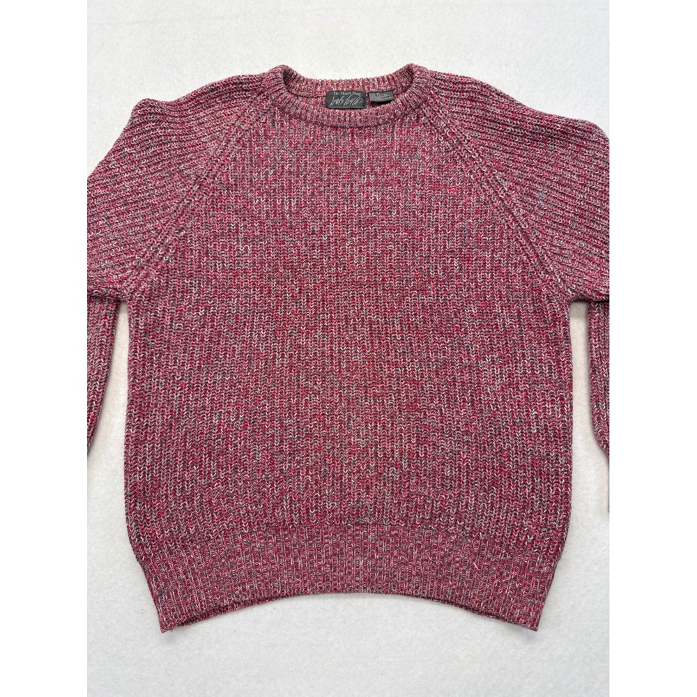 Lord & Taylor The Mans Shop Vintage Red Marled Cotton Knit Sweater Mens Medium